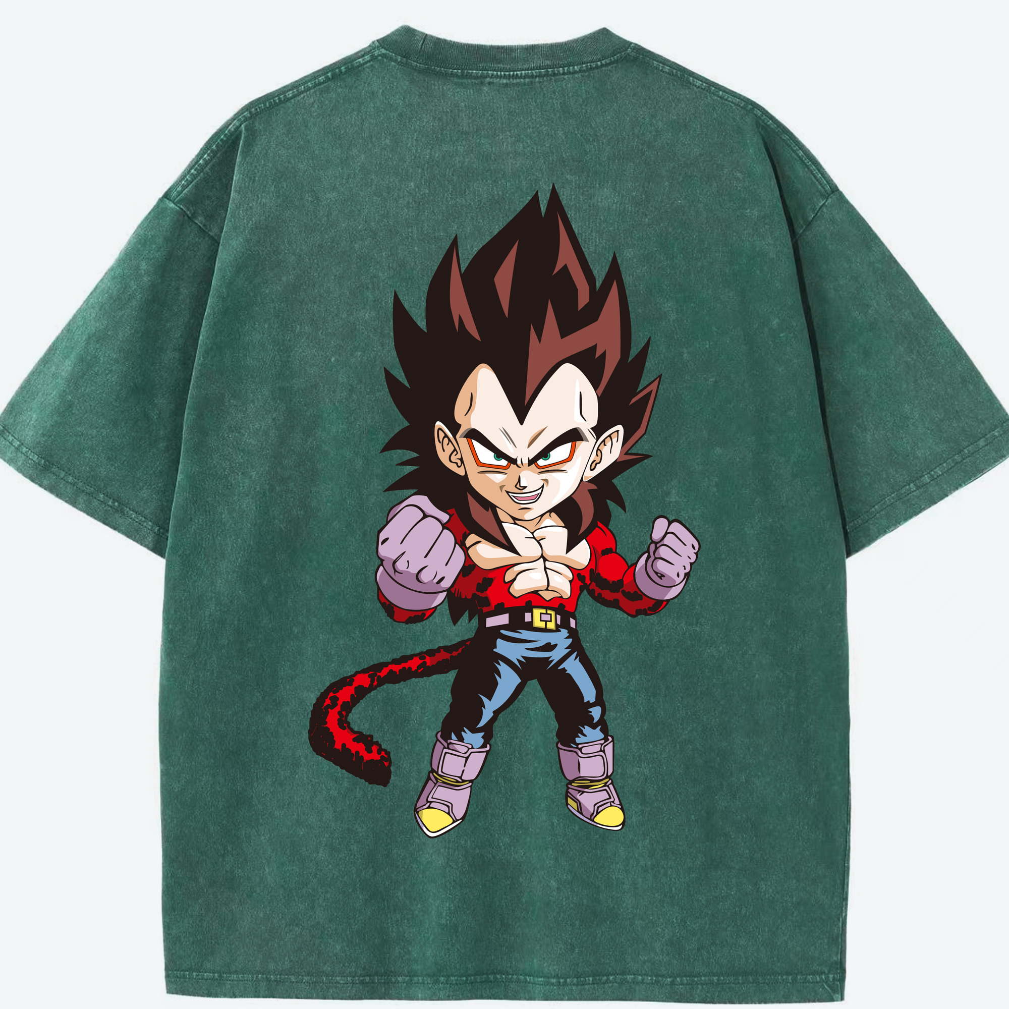 （画像用） ドラゴンボール ベジータ四世（Bejīta Yonsei）DRAGON BALL Vegeta IV 綿100% ヴィンテージ風 半袖Tシャツ（背面プリント）
